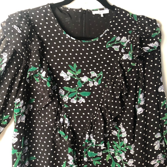 Ganni Rometty Ruffled Printed Georgette Dress 10 - Picture 10 of 11